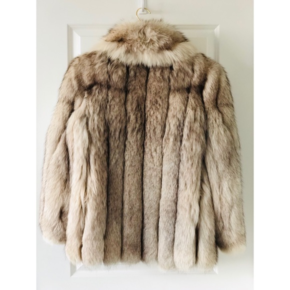 Authentic Fox Fur Stunning White & Tan Coat - Picture 6 of 6